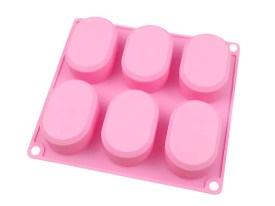 Molde silicona 6 jabones ovalados facetados